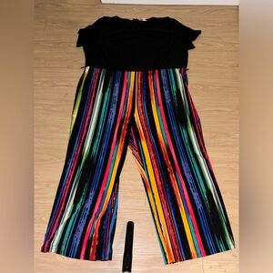 Cato Plus Size Jumpsuit – Size 26/28W, Stretch Material, Black & Colorful